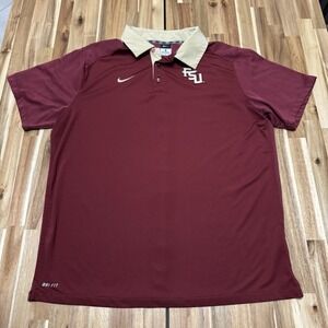 Florida State Seminoles Polo Shirt Mens XL Nike Maroon Performance DriFit